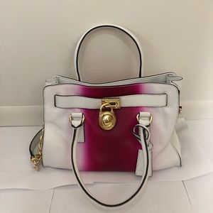Michael Kors Hamilton Satchel White/Pink Ombré
